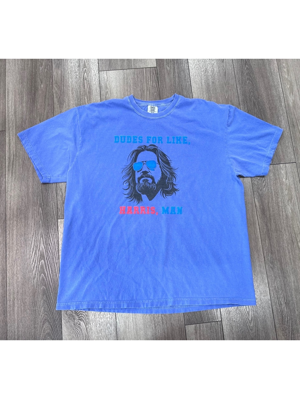 Comfort Colors Blue Graphic T-Shirt 'Dudes For Like, Harris, Man' Size 2XL